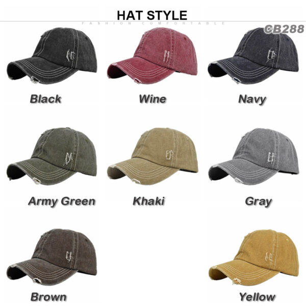 Wholesale Cotton Vintage Denim Ripped Baseball Cap