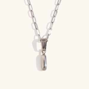 Mini bubble letter paper clip chain necklace-Silver-I