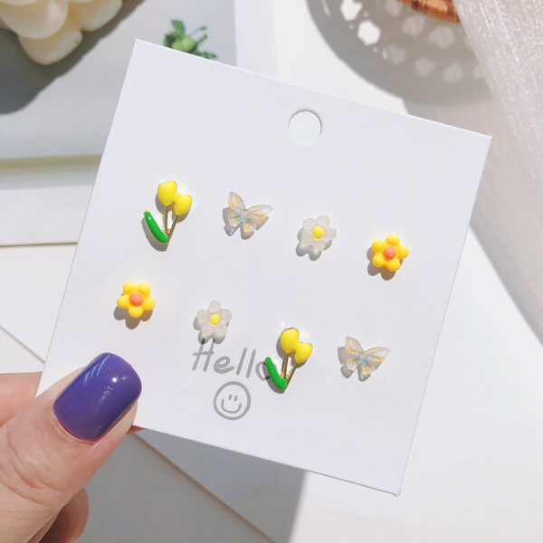 Wholesale Silver Needle 925 Color Tulip Butterfly Earrings Set