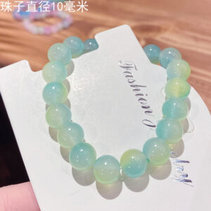 Green and yellow 10mm double color gradient ice through glass bracelet
