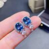 Wholesale Imitation Natural London Blue Topaz Copper Earrings