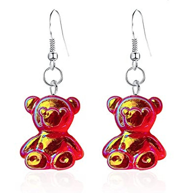 Wholesale Plastic Resin Cute Colorful Bear Earrings