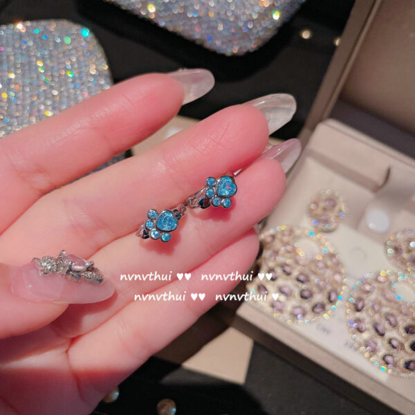 Wholesale Peach Heart Gemstone Earrings 18K Earrings Zircon Plated