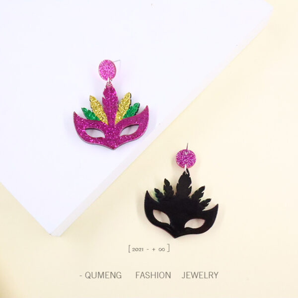 Wholesale Earrings Halloween Acrylic Mask Masquerade