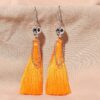 Wholesale Halloween Skull Tassel Multicolor Earrings