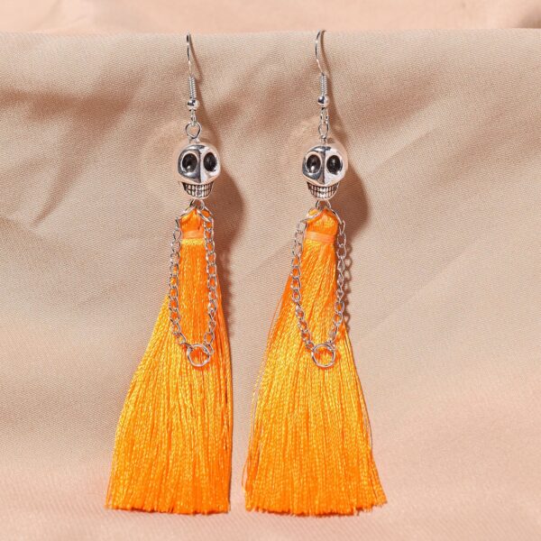 Wholesale Halloween Skull Tassel Multicolor Earrings