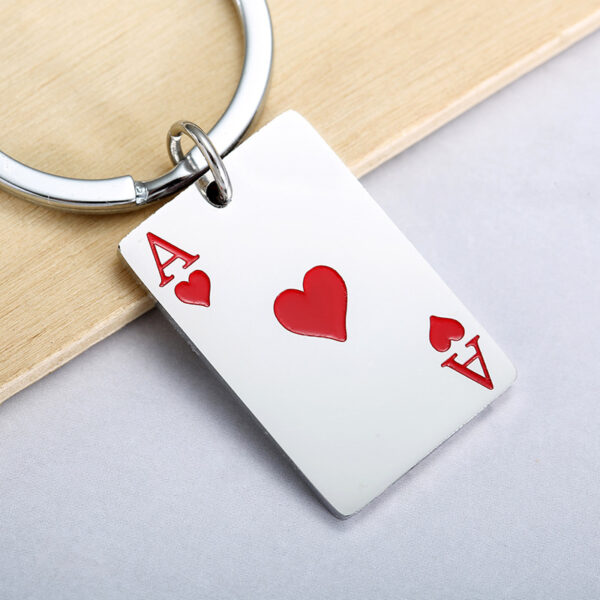 Wholesale Stainless Steel Playing Card Ace of Spades Ace of Hearts Keychain