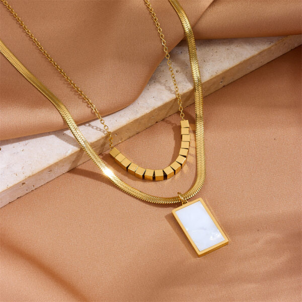 O1CN01fPp2Vl1TS5XOPgtKz_3476002380-0-cib Wholesale Stainless Steel Geometric Black Square Double Layer Necklace