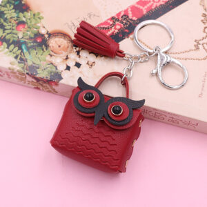 Wine Red / 5.5*5.5cm leather Owl (golden chain Buckle)