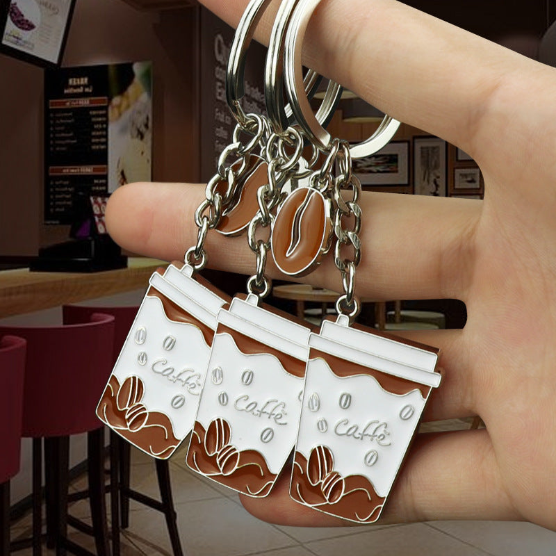 Wholesale Flat Simulation Coee Mug Keychains