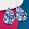 Wholesale Christmas Snowman Snowflake Double Sided Printed Droplet Leather Earrings