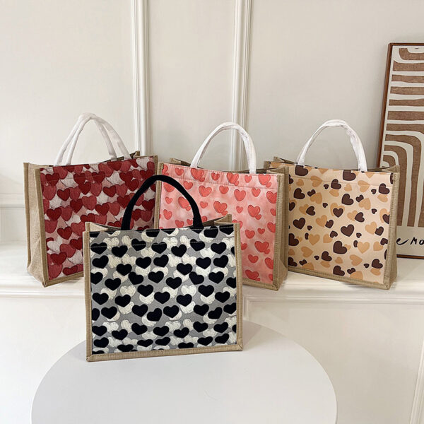 Wholesale Simple Heart Linen Magnetic Buckle Large Capacity Bag Handheld Commuter Bag