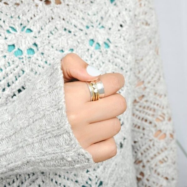 Wholesale Alloy Double Color Steel Wire Love Ring