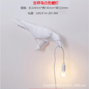 European plug + LED light source / White left wall lamp
