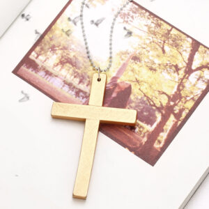Gold cross + silver bead chain