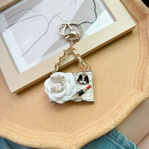 Wholesale Fabric Camellia Handbag Model Keychain