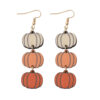 Wholesale Halloween Three Color Pumpkin Wooden Earrings