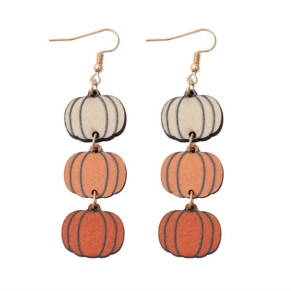 Wholesale Halloween Three Color Pumpkin Wooden Earrings