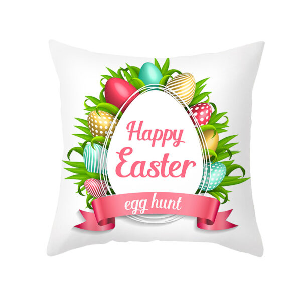 wholesale Peach Skin Colorful Bunny Egg Print Easter Throw Pillowcase