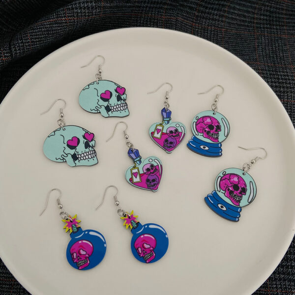 O1CN01fXN7aa1ZtvBa4G6th_3833523253-0-cib Wholesale Halloween series Bat Skeleton Acrylic Earrings