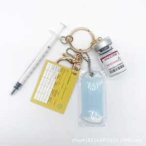 D: needle + bottle + card + mask