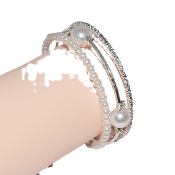 Wholesale Double Layer Pearl Rhinestone Bracelet