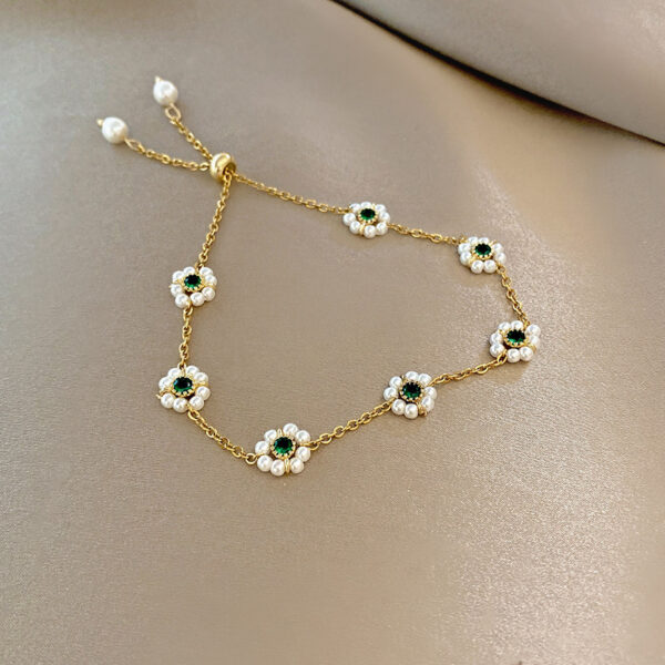 Wholesale Emerald Zircon Titanium Steel Bracelet