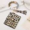 Wholesale Leopard Silicone Beaded Leather Tassel Card Bag Wrist Keychain