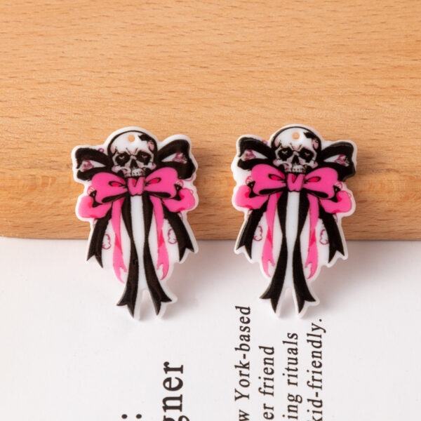 O1CN01feEq232FMgTbSG96N_2209539088866-0-cib Wholesale Halloween Skull Charm Bow Tie Ribbon Accessories FlatBack