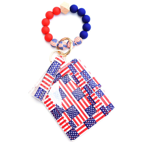 O1CN01fecDXL1N8UkfvcW5A_2508931525-0-cib Wholesale Independence Day Card Holder Silicone Beaded Wrist Keychain
