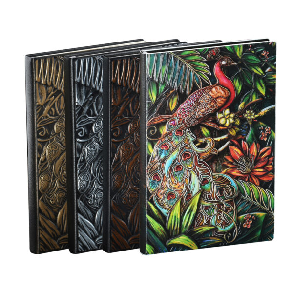 Wholesale Colorful Peacock Embossed Notebook A5 PU Embossed 3D Handbook