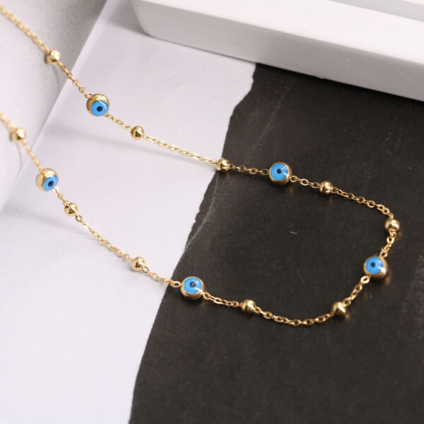 O1CN01ffVz841sorYLdEUxV_2209213125814-0-cib Wholesale Devil's Eyes Dark Blue Eyes Small Steel Balls Stitching Titanium Steel Necklaces