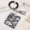 Wholesale Leopard Silicone Beaded Leather Tassel Card Bag Wrist Keychain