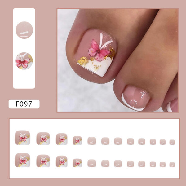 Wholesale White French Cute Pink Butterfly Feet Nail Stickers