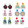 Wholesale Teacher's Day Heart Glitter Acrylic Earrings