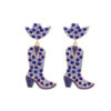 Wholesale Color Diamond Western Cowboy Hat Boots Alloy Earrings