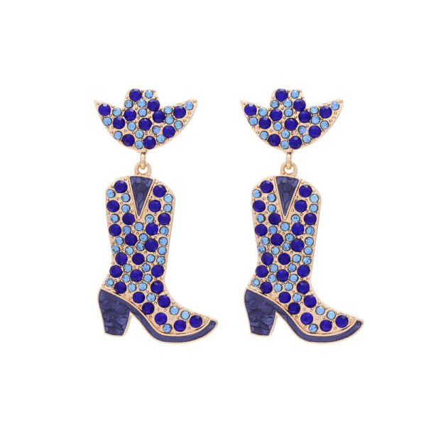 Wholesale Color Diamond Western Cowboy Hat Boots Alloy Earrings