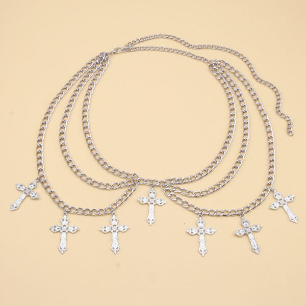 Wholesale Hollow Cross Pendant Wave Waist Chain Multi-layer Body Chain