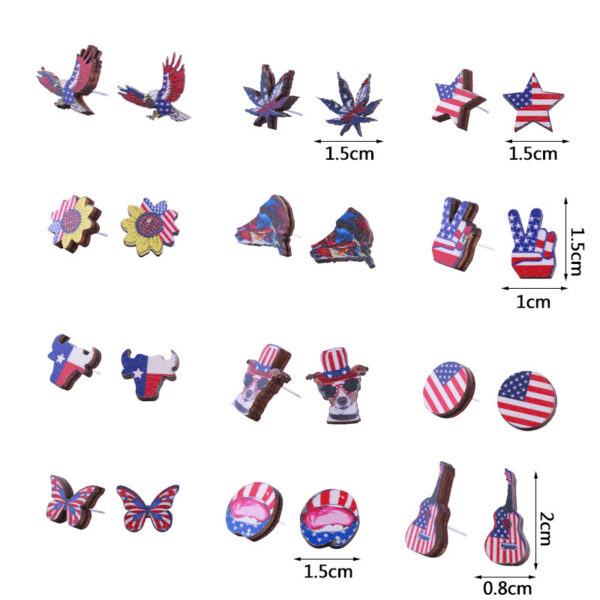 O1CN01fj09KS1G1to0Rk0K3_2024060563-0-cib Wholesale American Independence Day Wood Ear Studs