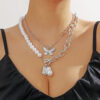 O1CN01flSv8j1VD5lKyYFhc_2466522618-0-cib Wholesale Exaggerated Butterfly Double Pearl Alloy Necklace
