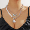 O1CN01flSv8j1VD5lKyYFhc__2466522618-0-cib Wholesale Exaggerated Butterfly Double Pearl Alloy Necklace