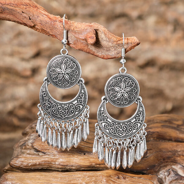 Wholesale Flower Metal Tassel Drop Earrings