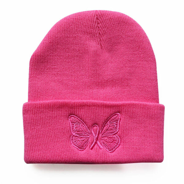 Wholesale Butterfly Embroidery Beanie Warm Acrylic Knitted Beanie