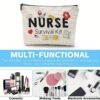Wholesale Cotton and Linen Nurse Letter Print Storage Waterproof Linen Cosmetic Bag