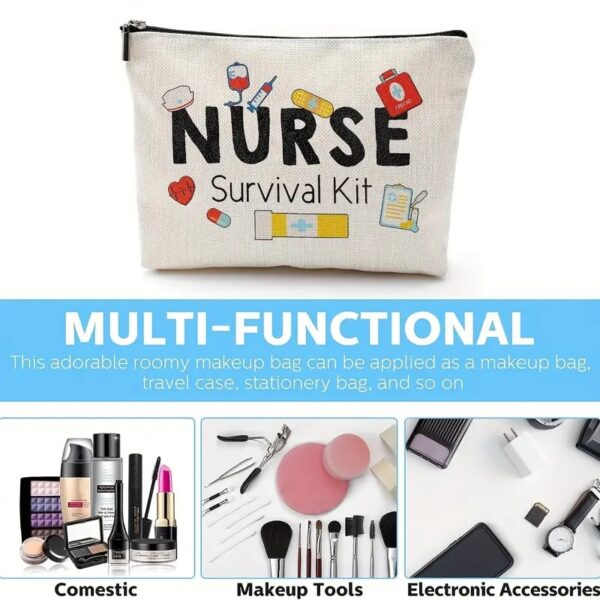 Wholesale Cotton and Linen Nurse Letter Print Storage Waterproof Linen Cosmetic Bag