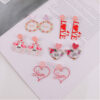 Wholesale Flamingo Heart Acrylic Earrings