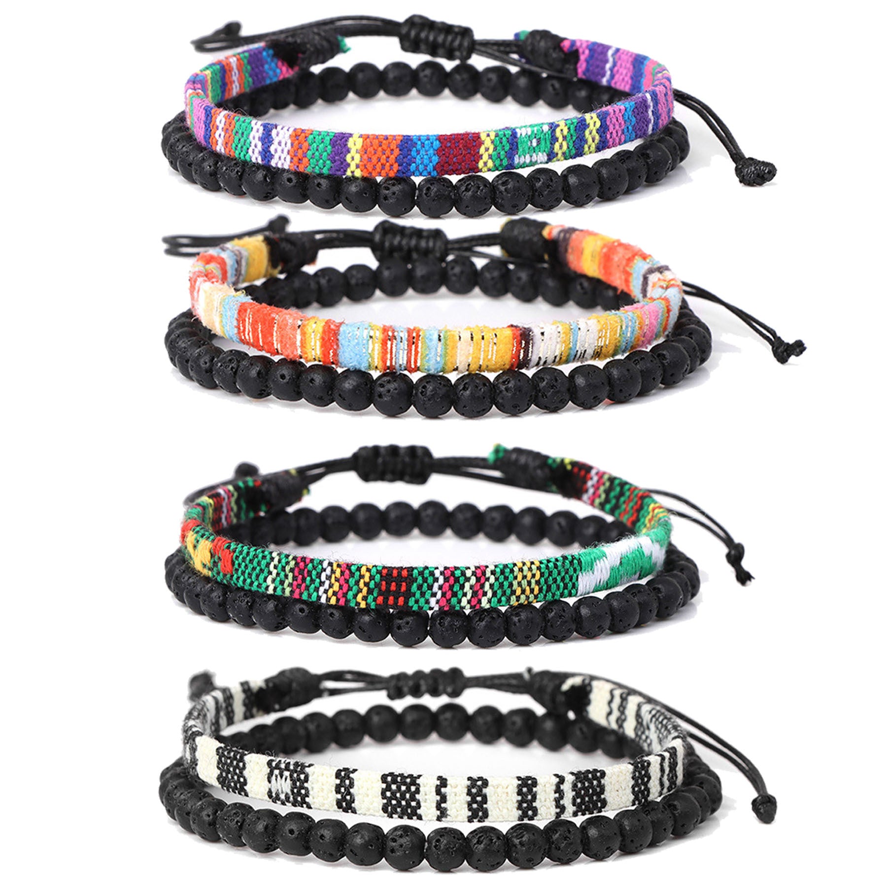 Wholesale st Art Rope Lava Stone Combo Bracelet