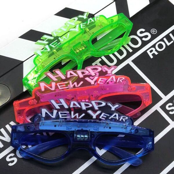 Wholesale of Happy New Year LED Plastic Luminous Glasses Toys