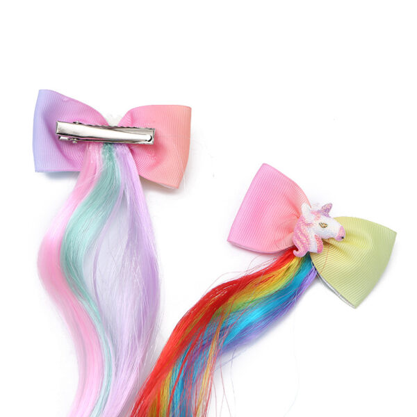 Wholesale Unicorn Bow Fabric Hair Clips