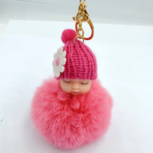 Pink / Golden chain Buckle (8cm fur ball)